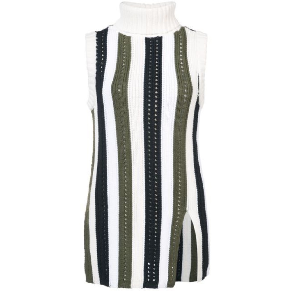 Derek Lam 10 Crosby Striped Sleeveless Turtleneck